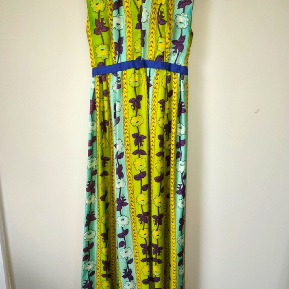 Vintage 70's Vibrant Sleeveless Maxi Dress VTG - Picture 8 of 16